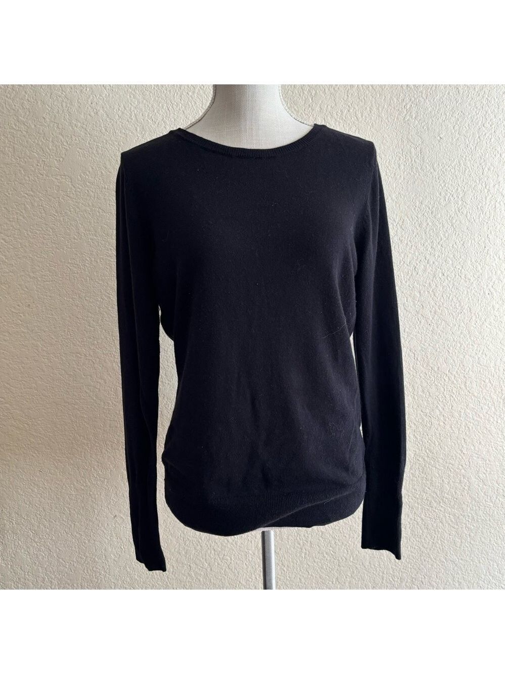 Worthington Sweater Size‎ M Black Crewneck Long Sleeve Cotton Blend Pullover